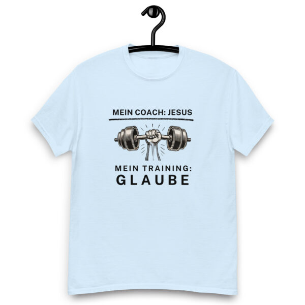 Unisex T-Shirt | Mein Coach: Jesus – Mein Training: Glaube (Front Print, 4 Farben) – Bild 2