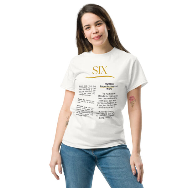 Unisex T-Shirt – Bibel Zahl 6: Mensch und Gottes Werk