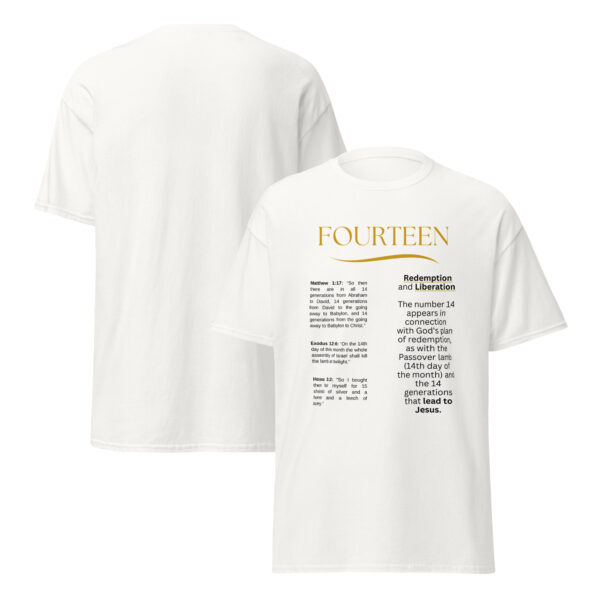 Unisex T-Shirt – Bibel Zahl 14: Erlösung und Gottes Plan