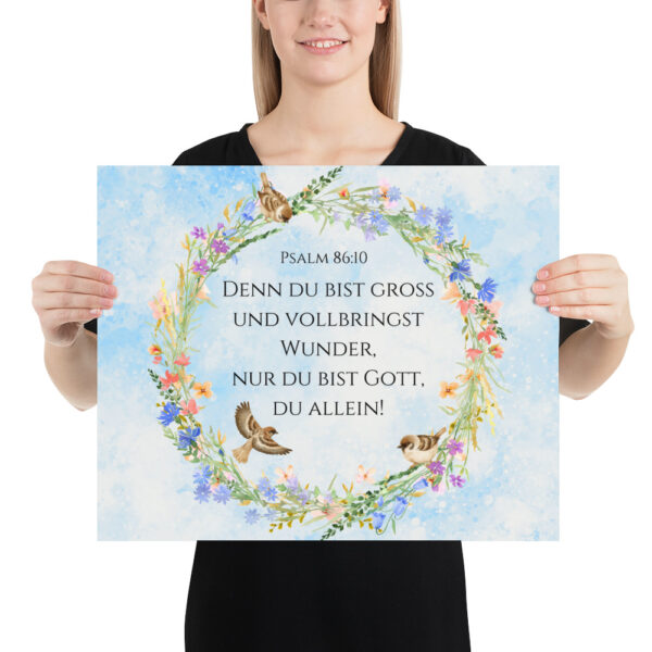Poster „Psalm 86:10" – Gottes Wunder in Pastellblüten – Bild 2