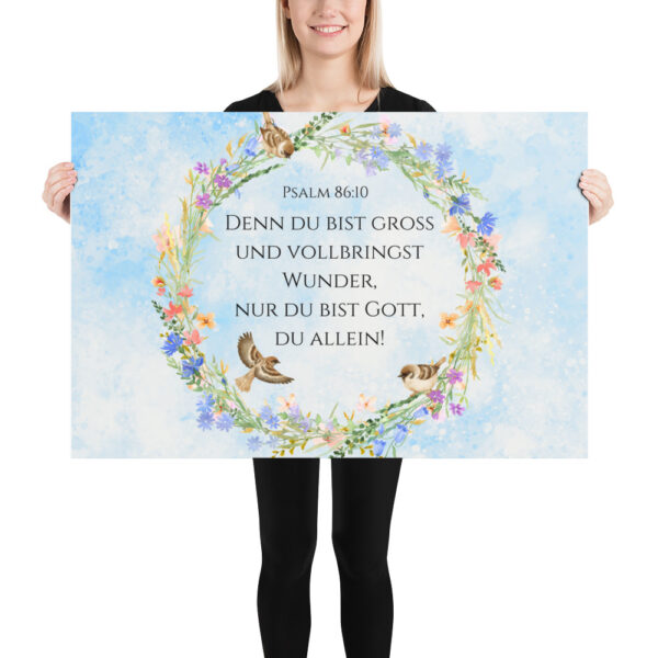 Poster „Psalm 86:10" – Gottes Wunder in Pastellblüten