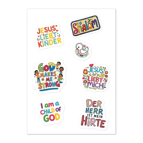 Christlicher Stickerbogen für Kinder – Bastelspaß & Glaubensfreude