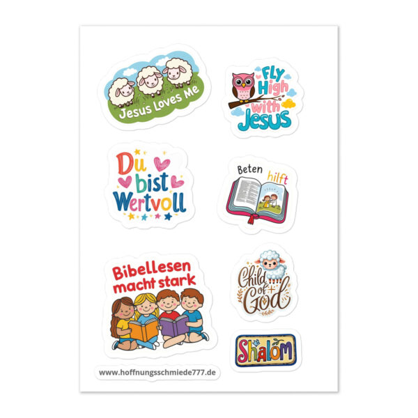 Christliche Kinder Sticker – Bunte Aufkleber mit biblischen Botschaften