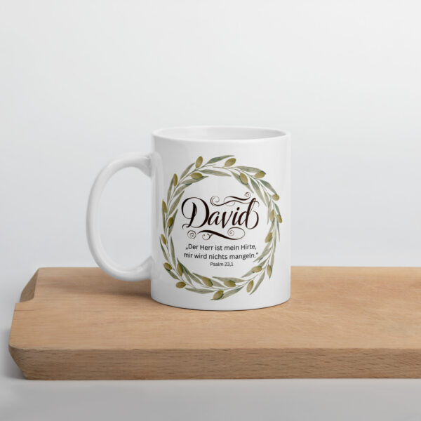 Personalisierte Keramiktasse "David" – mit Bibelvers Psalm 23,1