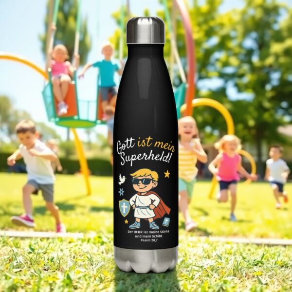 Kindertrinkflasche – Gott ist mein Superheld