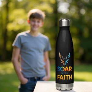 Trinkflasche „Soar with Faith“ | Edelstahl 500ml | Adler-Motiv