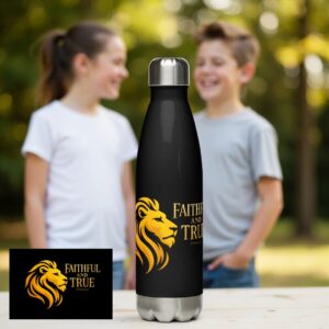 Trinkflasche „Faithful and True“ | Löwen-Design | Edelstahl 500ml