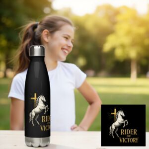 Trinkflasche „Rider of Victory“ | Weißes Pferd & Kreuz | Edelstahl 500ml