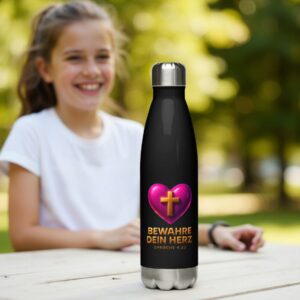 Trinkflasche „Bewahre dein Herz“ Pink | Sprüche 4,23 | Edelstahl 500ml