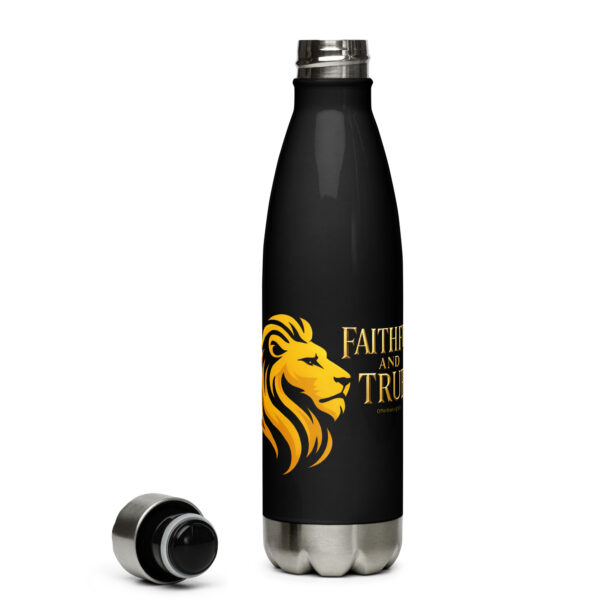 Trinkflasche „Faithful and True“ | Löwen-Design | Edelstahl 500ml – Bild 2