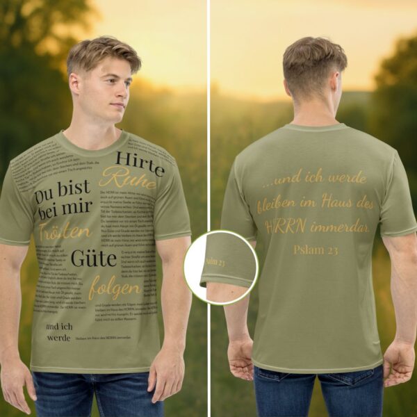 Allover-Shirt „Psalm 23 – Du bist bei mir“ | Glaube tragbar gemacht