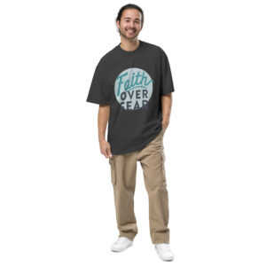 Faith over Fear Oversized T-Shirt | Faded Black