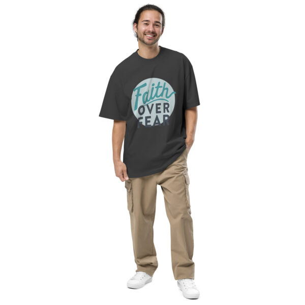 Faith over Fear Oversized T-Shirt | Faded Black