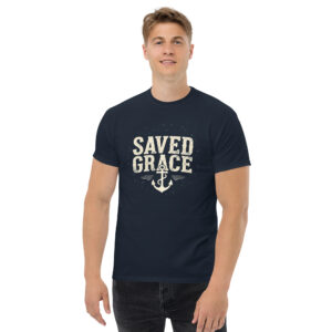 Saved by Grace Männer T-Shirt | Navy & Military Green