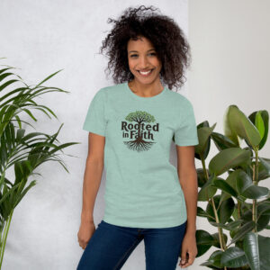 Verwurzelt – Psalm 1,3 Frauen T-Shirt | Bella + Canvas 3001 Heather Prism Dusty Blue