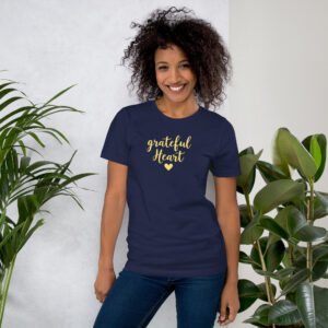 GGrateful Heart – Damen T-Shirt Bella + Canvas 3001 | Navy & Gelbgold