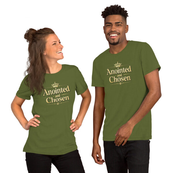 Anointed and Chosen – Bella + Canvas 3001 Unisex Shirt | Olive & Heather Black – Bild 2