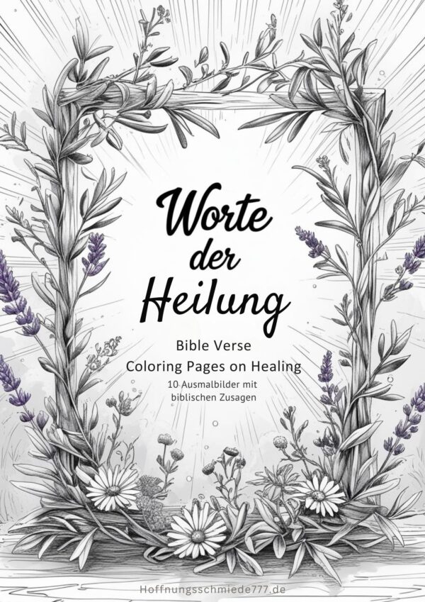 Worte der Heilung 10 christliche Ausmalbilder (englische Bibelverse, PDF-Download)