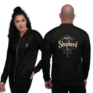 Psalm 23 Shepherd Bomberjacke Unisex - Christliche Allover-Jacke mit Bibelvers