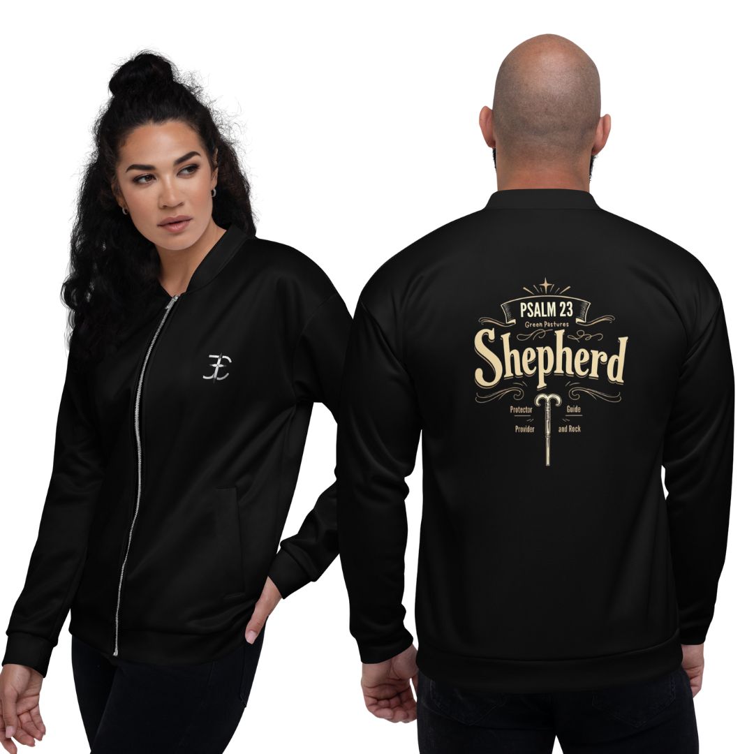 Psalm 23 Shepherd Bomberjacke Unisex - Christliche Allover-Jacke mit Bibelvers