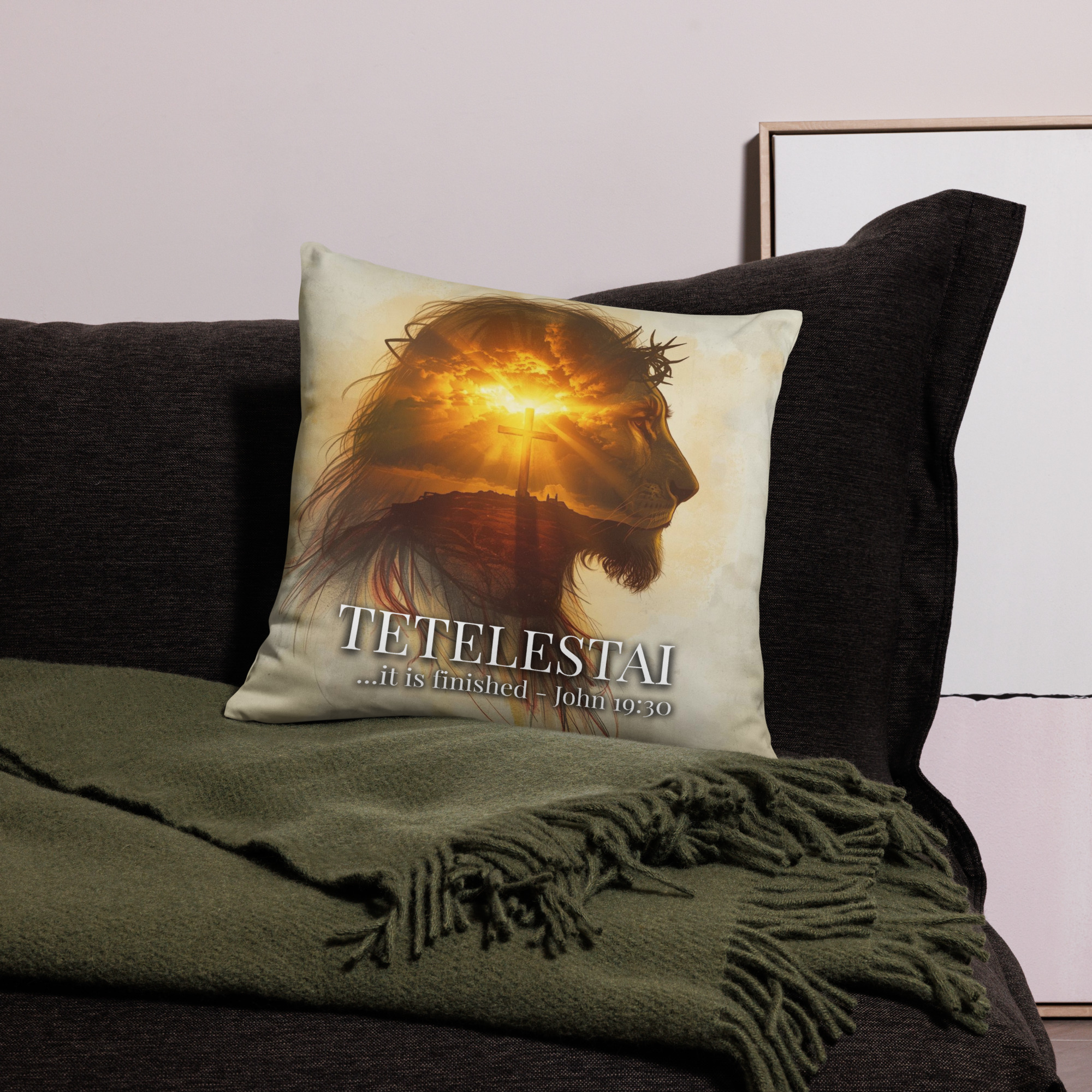 Tetelestai Kissen mit Allover-Druck - It is finished – Bild 2