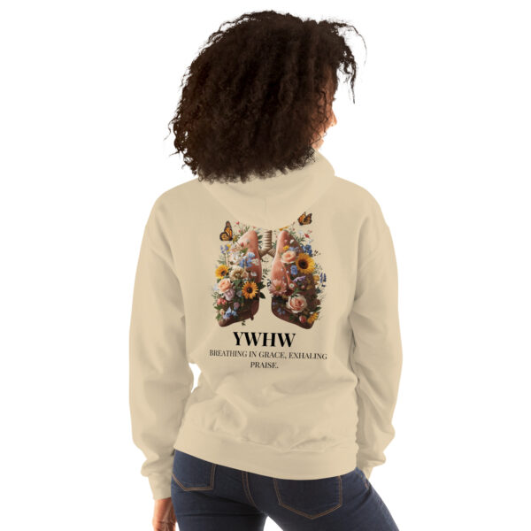 YHWH Unixex Hoodie - Front & Backprint | Gnade einatmen. Lobpreis ausatmen. – Bild 4