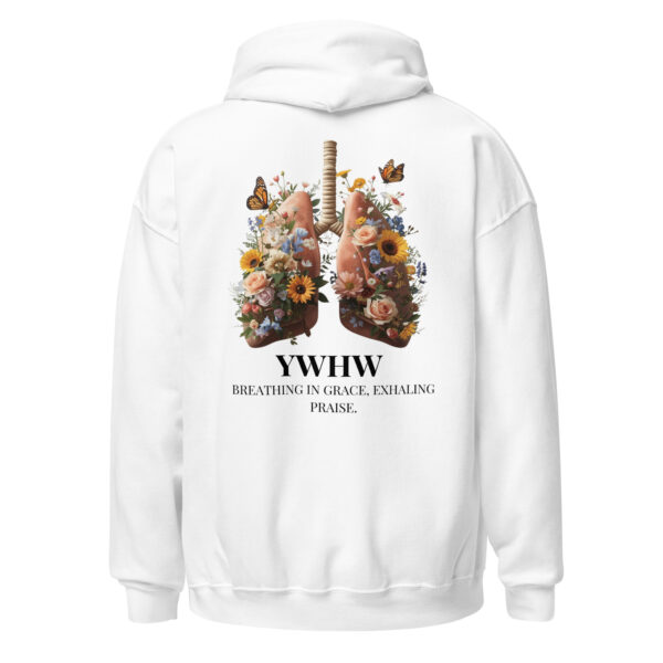 YHWH Unixex Hoodie - Front & Backprint | Gnade einatmen. Lobpreis ausatmen. – Bild 9