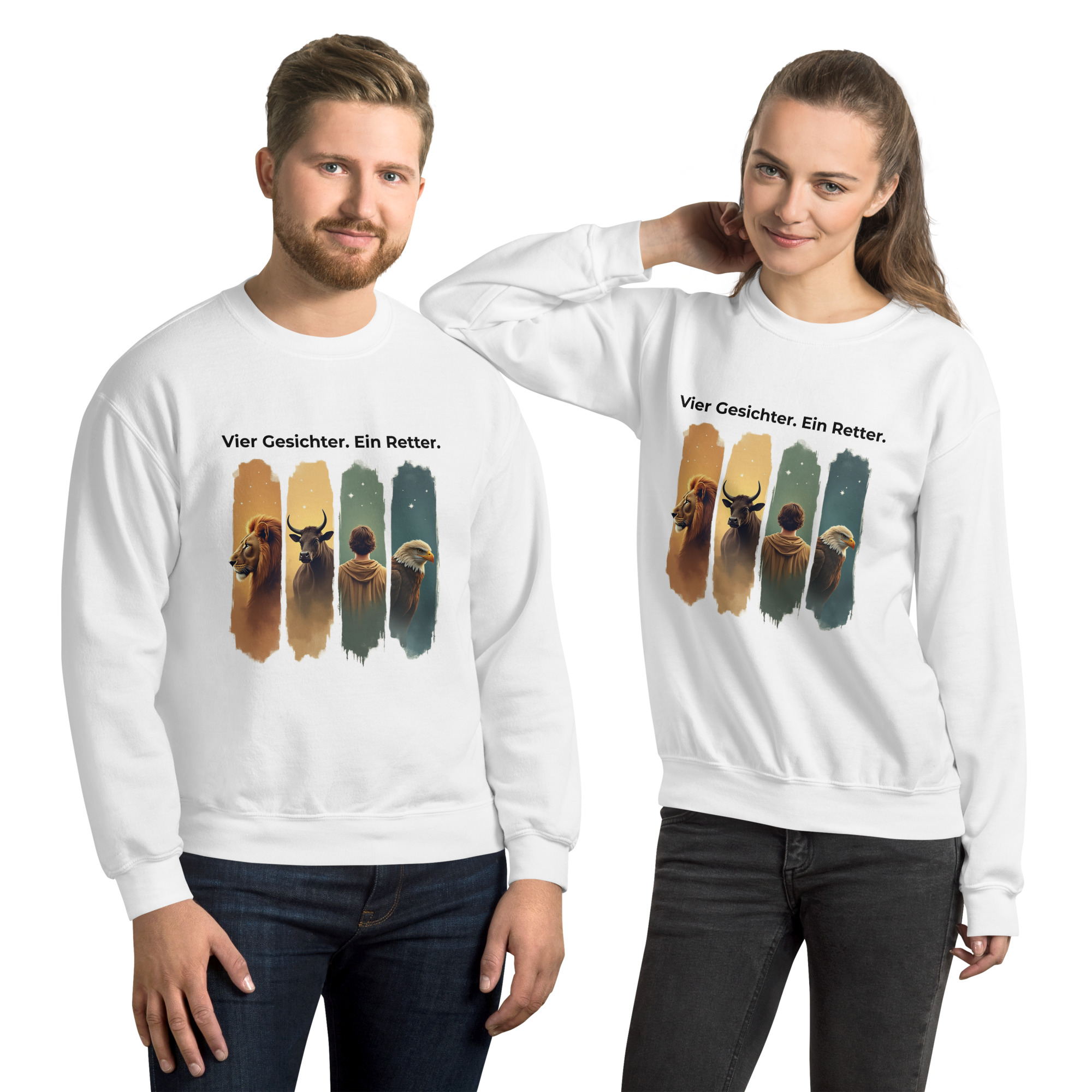 Vier Gesichter. Ein Retter. -Prophetischer Unisex Sweater
