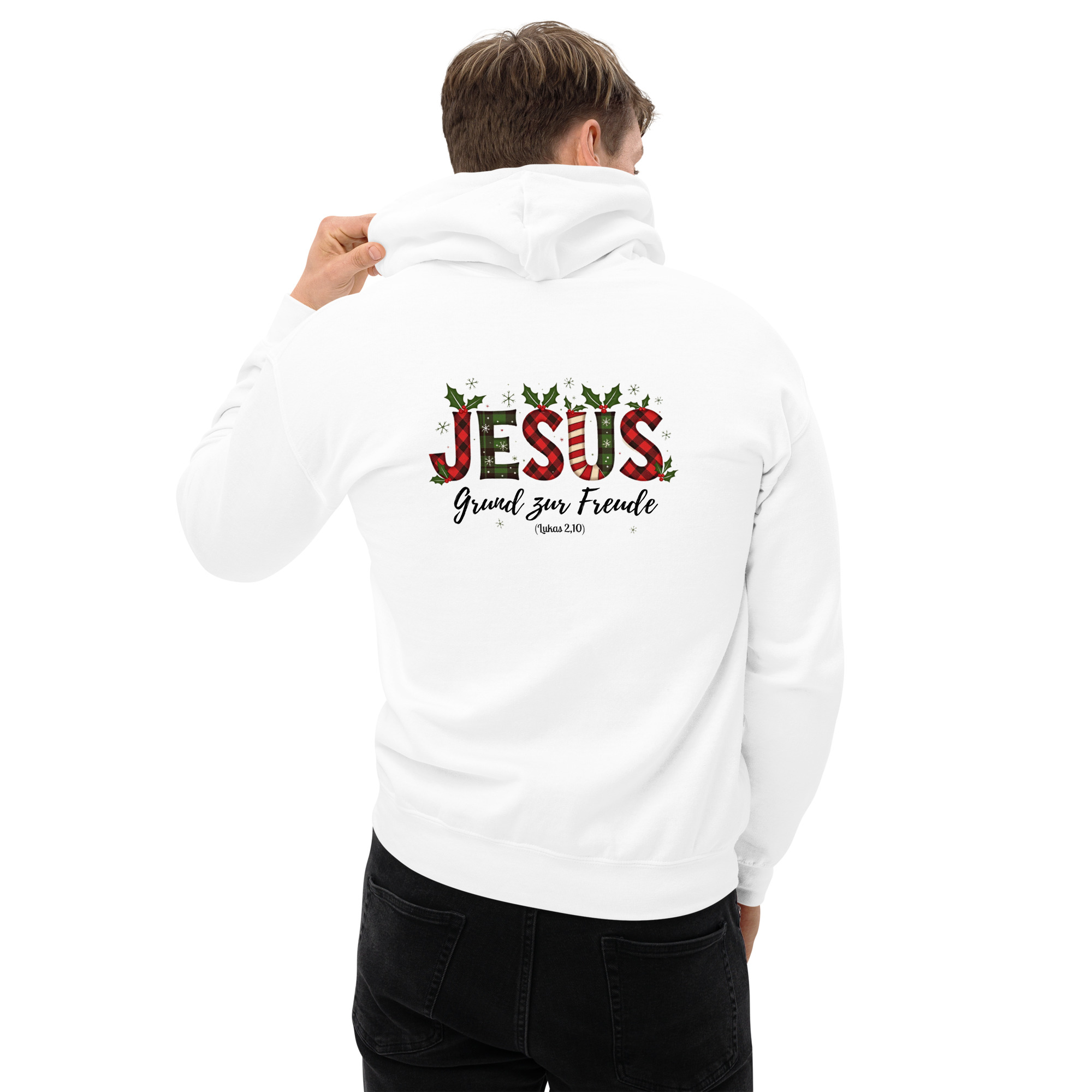 Weihnachts Hoodie Backprint -Jesus Grund zur Freude – Bild 6