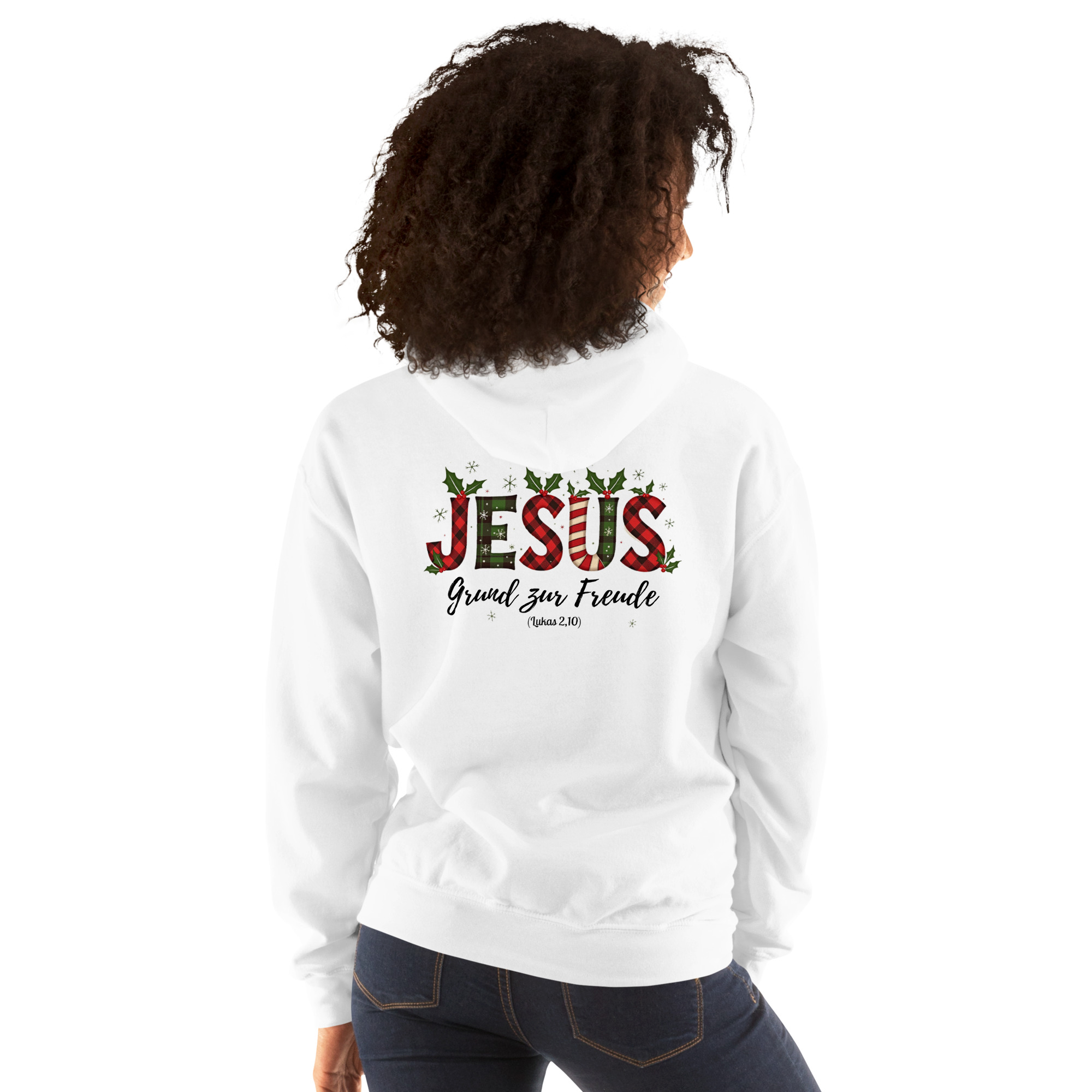 Weihnachts Hoodie Backprint -Jesus Grund zur Freude – Bild 2