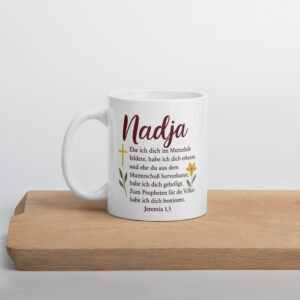 Nadja - Berufene Prophetin | Tasse mit Jeremia 1,5