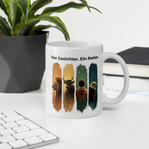 Vier Gesichter. Ein Retter. – Prophetische Tasse (beidseitig bedruckt)