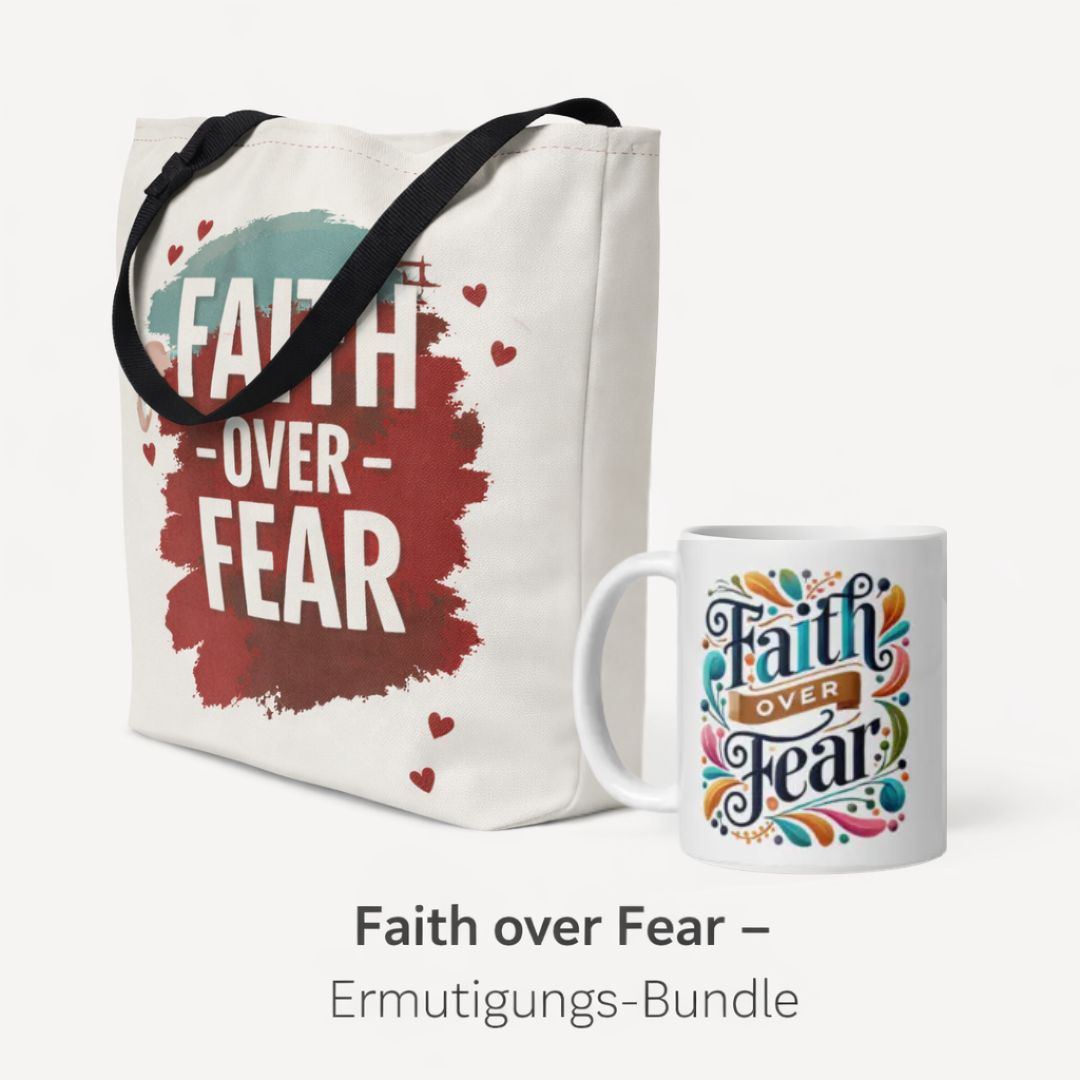 Christliches Bundle mit Tasche & Tasse „Faith over Fear“ – Ermutigung für den Alltag