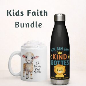 Kindgerechtes Bundle mit Tasse und Flasche „Ich bin ein Kind Gottes“ – christliches Geschenkset für Kinder