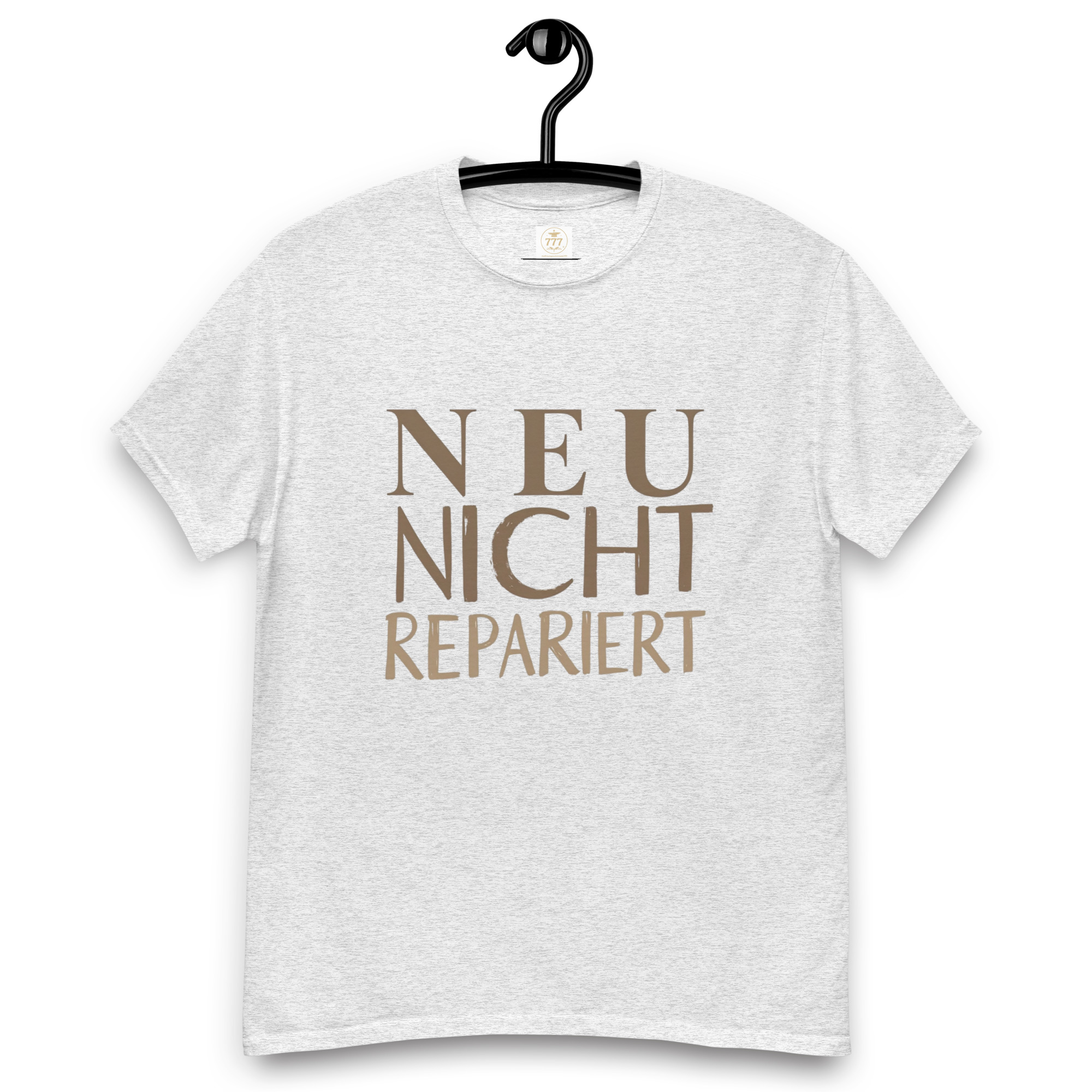 Unisex T-Shirt „Neu. Nicht repariert“ – moderne Typo – Bild 3