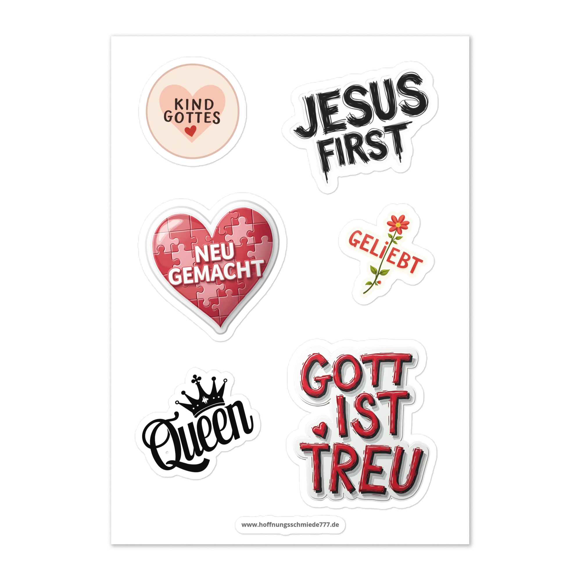 Stickerbogen „Jesus First“ - Kind Gottes, Geliebt, Neu gemacht