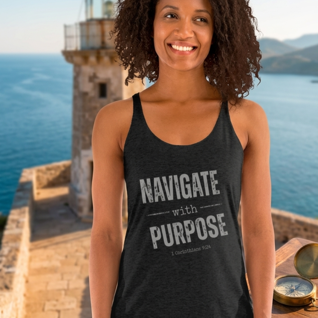 Racerback Tank top mit Navigate with Purpose