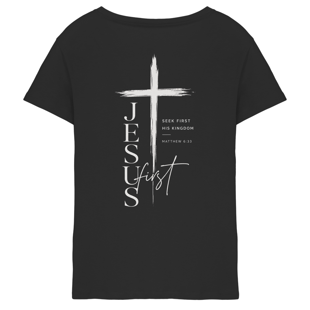 Jesus First | Damen T-Shirt mit V-Ausschnitt - Ladies V-Neck Shirt – Bild 3